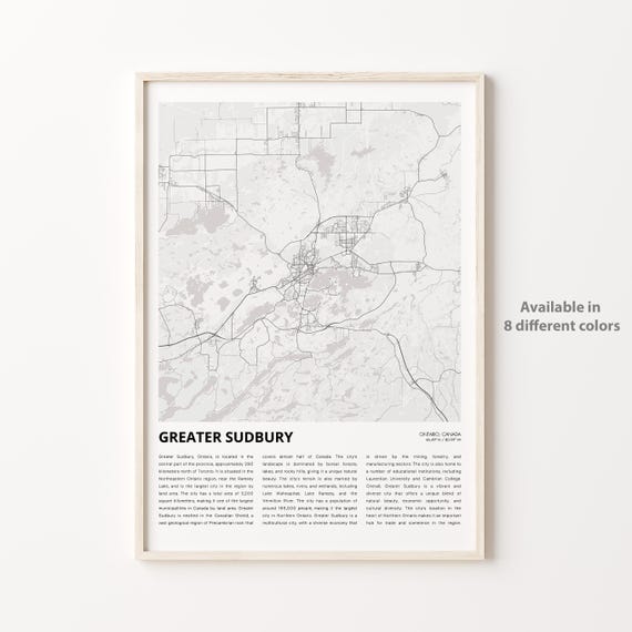 Greater Sudbury Map Print, Ontario Travel Poster