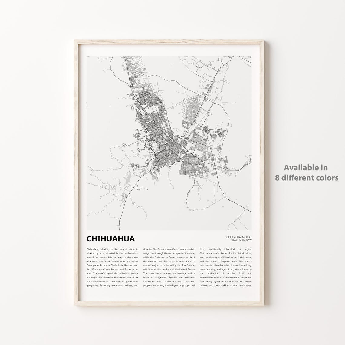 Chihuahua Map Print Travel Wall Decor Art Housewarming Gift