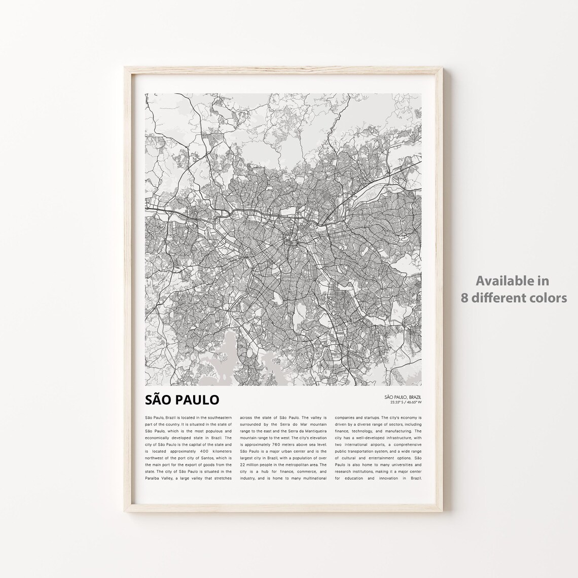 São Paulo Brazil Minimalist City Street Map Metropolis Travel Poster