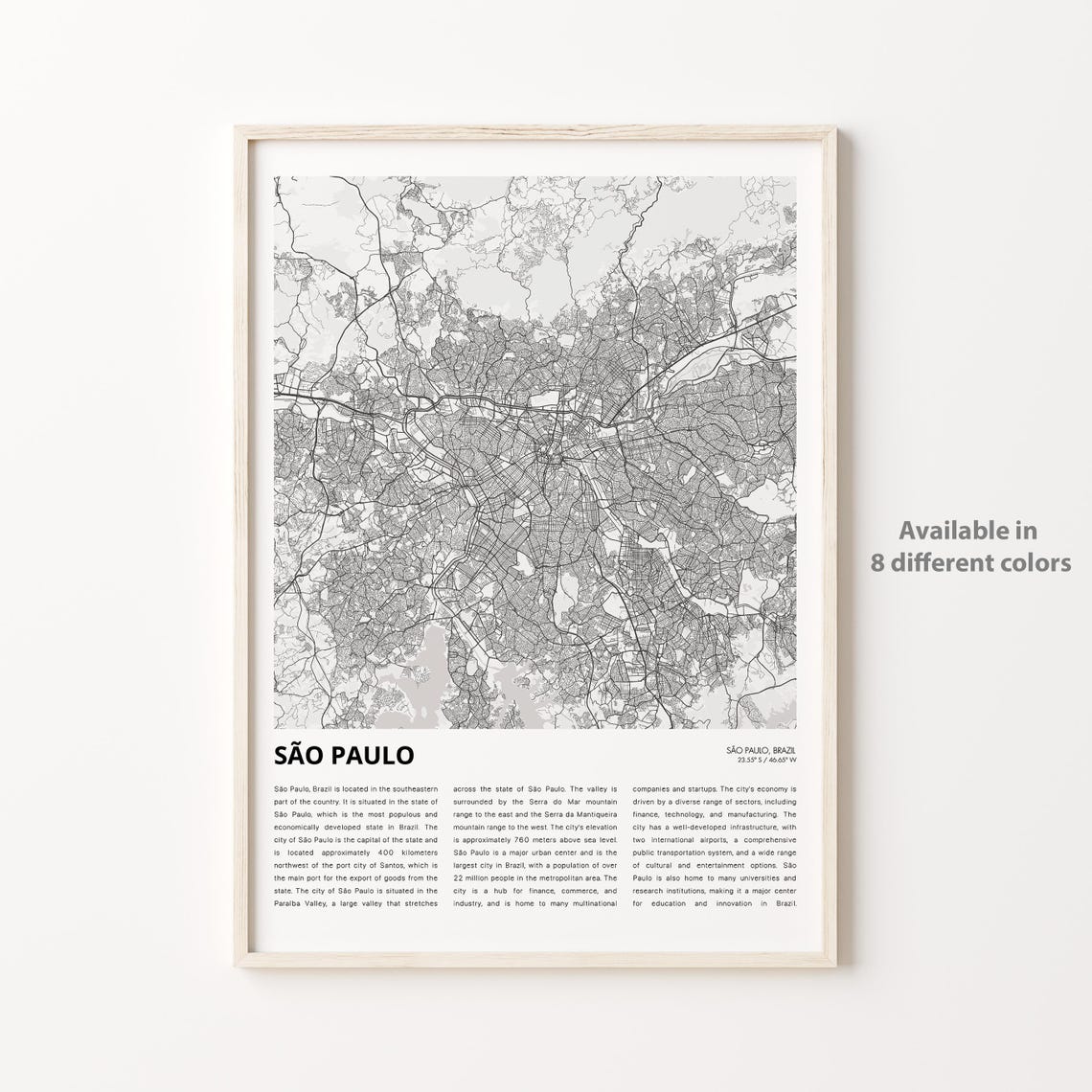 So Paulo Map Print Travel Wall Decor Art Housewarming Gift