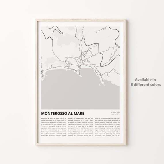 Monterosso Al Mare Map Print Travel Wall Decor Art La Spezia