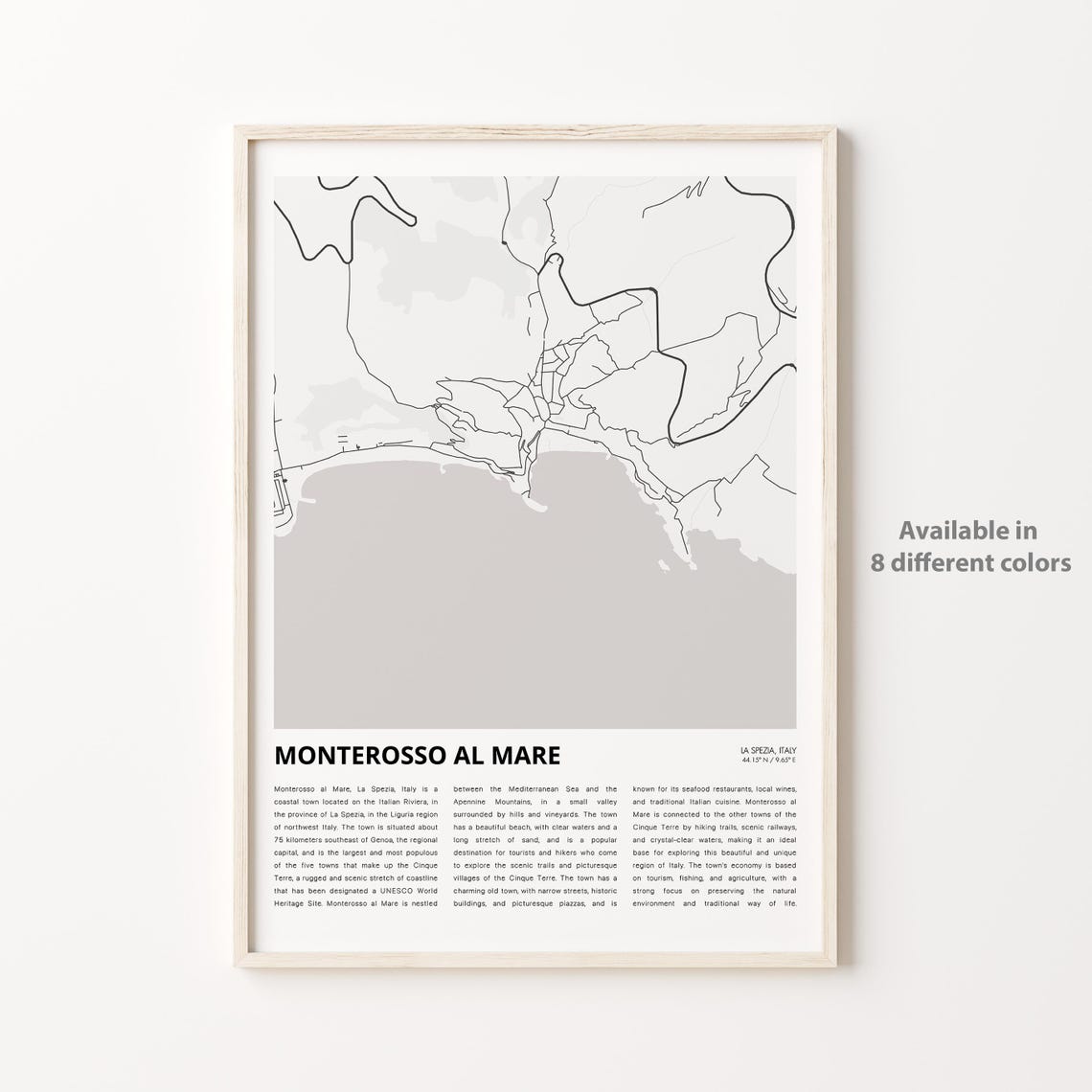 Monterosso Al Mare Map Print Travel Wall Decor Art La Spezia