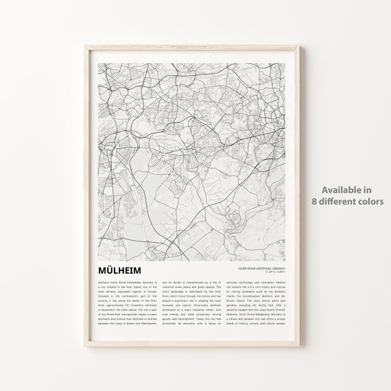Mlheim Map Print Travel Wall Decor Art North Rhinewestphalia Housewarming Gift