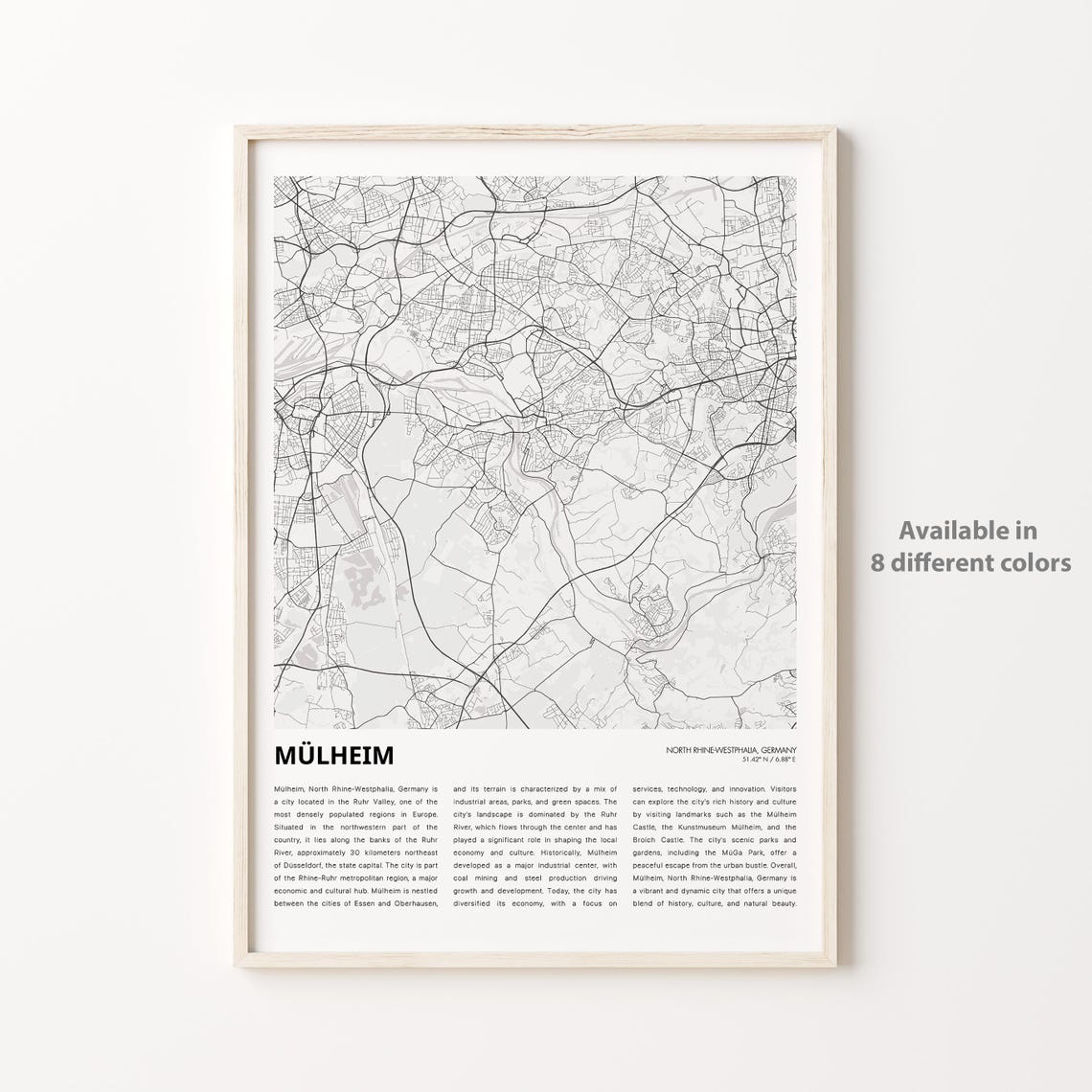 Mlheim Map Print Travel Wall Decor Art North Rhinewestphalia Housewarming Gift