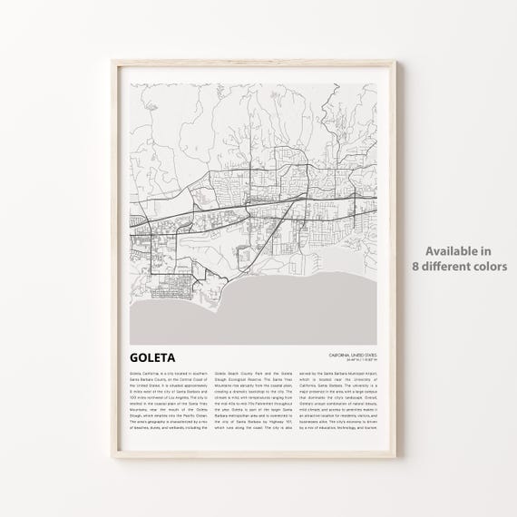 Goleta Map Print Travel Wall Decor Art Housewarming Gift
