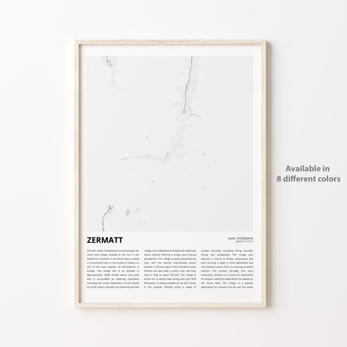 Zermatt Switzerland Minimalist City Map Travel Guide Art Poster