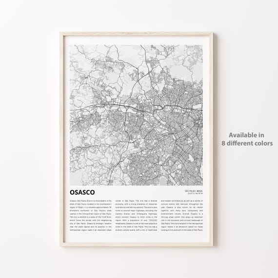 Osasco Map Print Travel Wall Decor Art So Paulo Housewarming Gift