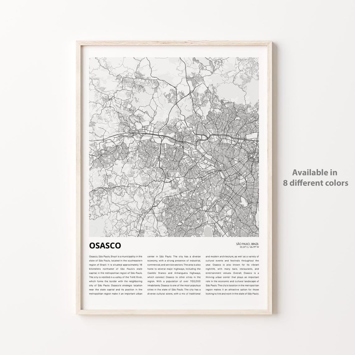 Osasco Brazil Sao Paulo City Street Map Minimalist Decor Poster