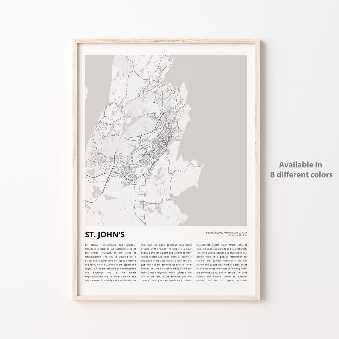 St Johns Newfoundland Minimalist City Street Map Travel Poster