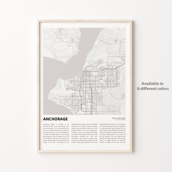 Anchorage Map Print Travel Wall Decor Art Alaska Housewarming Gift Personalized Poster