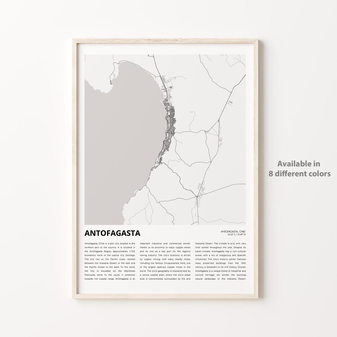 Antofagasta Map Print Travel Wall Decor Art Housewarming Gift