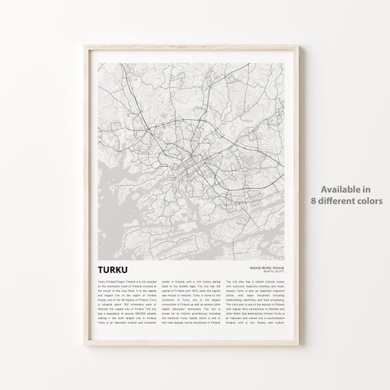 Turku Finland Minimalist City Map With City Guide Travel Poster