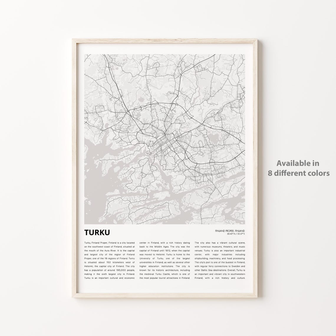 Turku Finland Minimalist City Map With City Guide Travel Poster