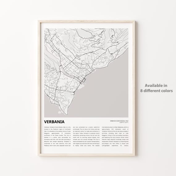 Verbania Lake Maggiore Italy Minimalist Street Map Travel Poster