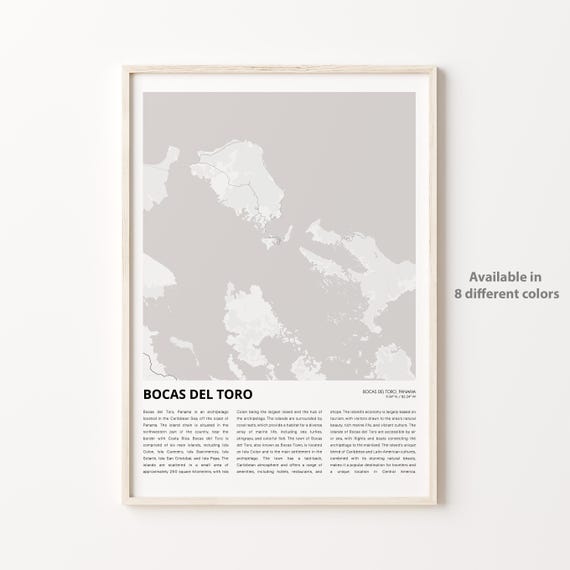 Bocas Del Toro Panama Minimalist Beige Island Map Travel Poster
