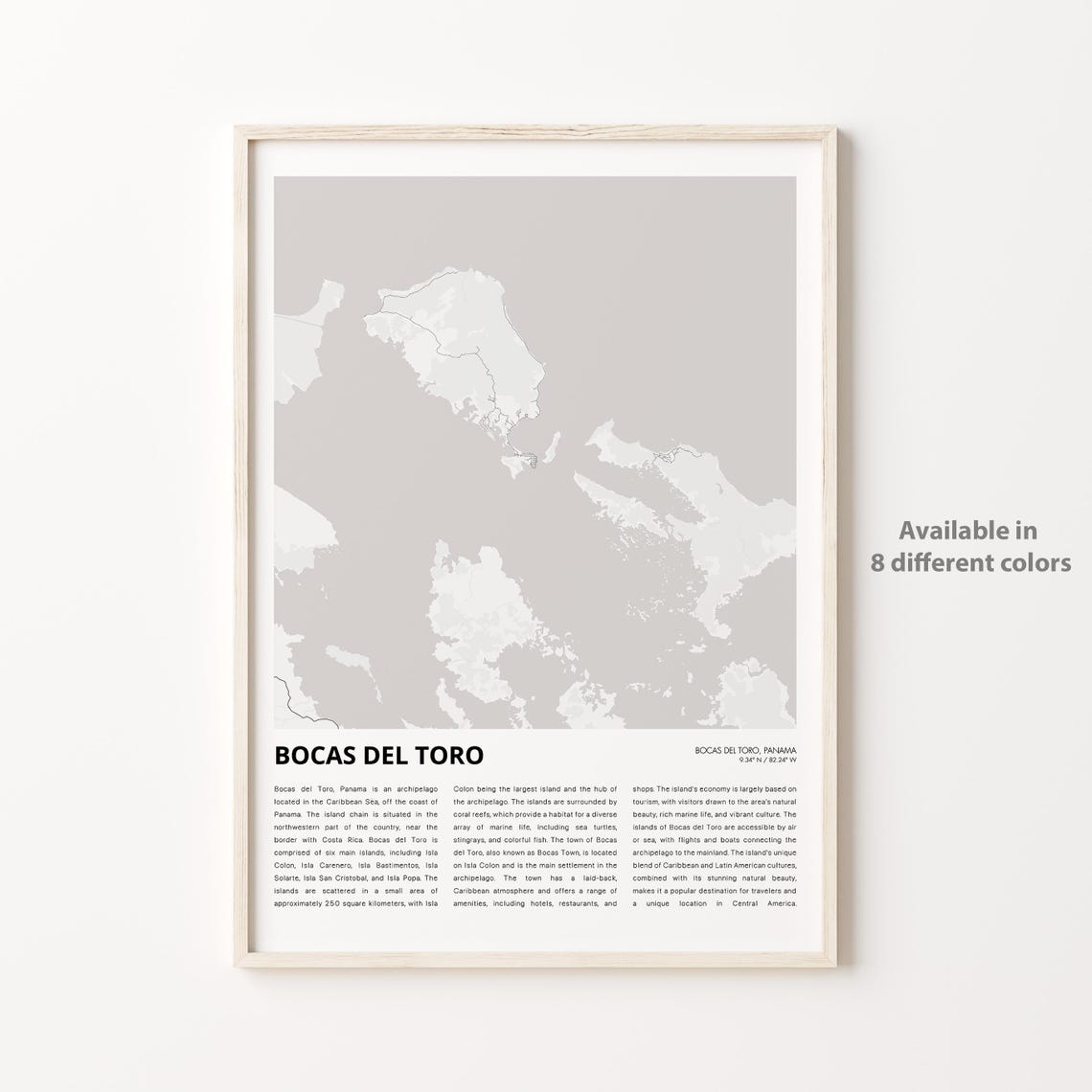 Bocas Del Toro Panama Minimalist Beige Island Map Travel Poster