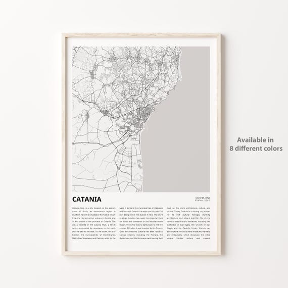 Catania Map Print Travel Wall Decor Art Housewarming Gift