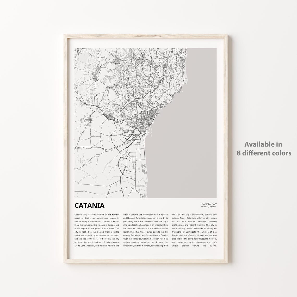 Catania Map Print Travel Wall Decor Art Housewarming Gift