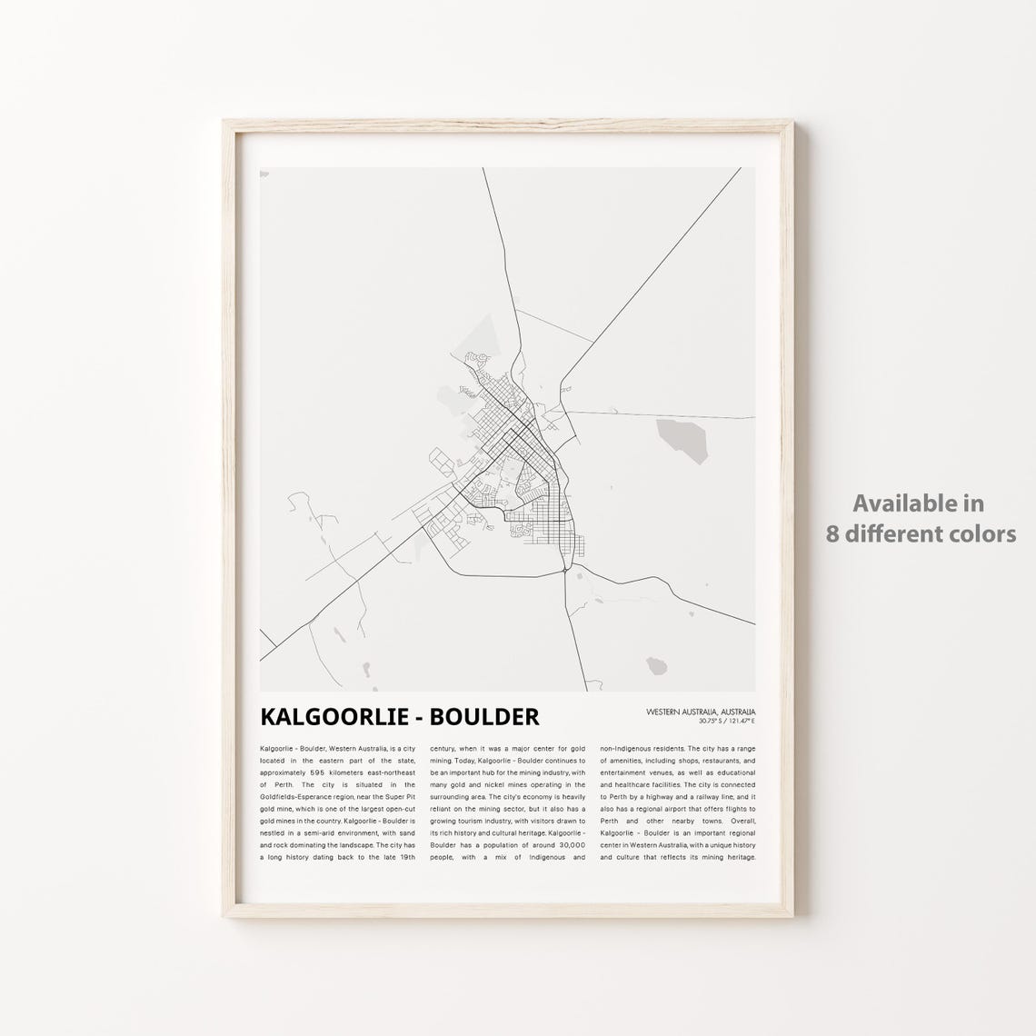 Kalgoorlie Boulder Western Australia Goldfields City Map Poster