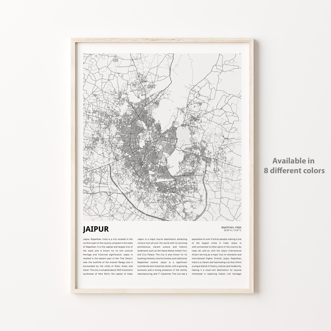 Jaipur Rajasthan Pink City Minimalist City Map Travel Poster
