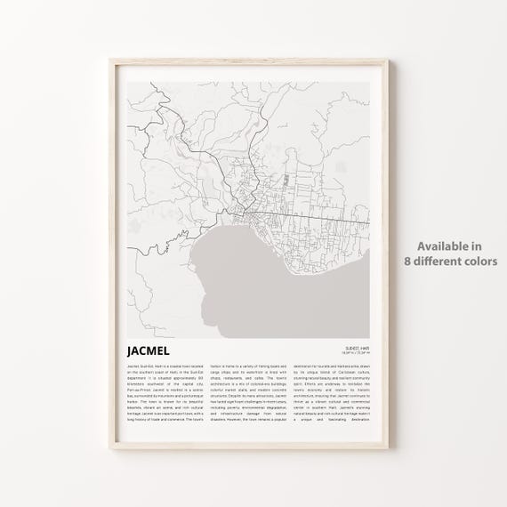 Jacmel Map Print Travel Wall Decor Art Sudest Housewarming Gift