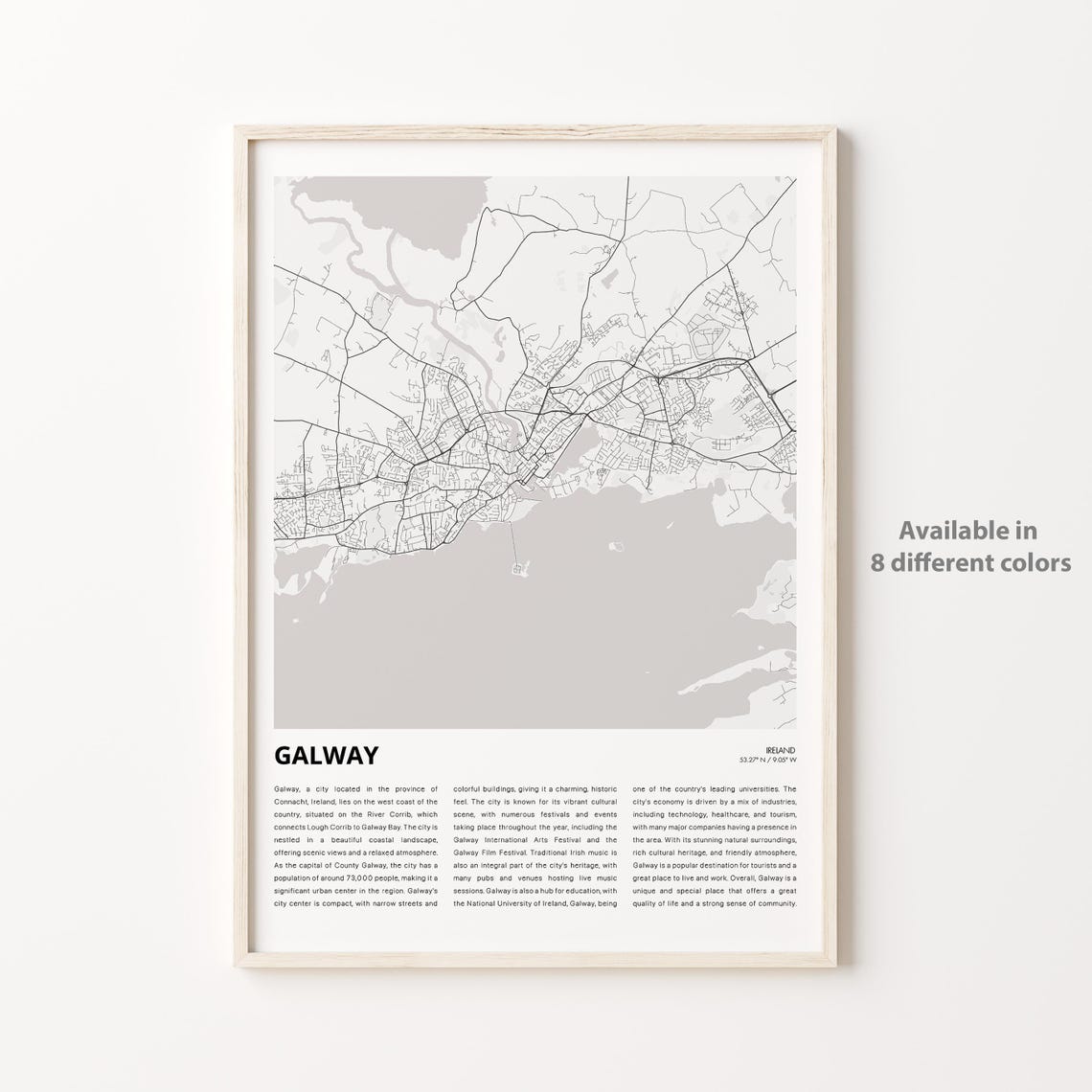 Galway Map Print Travel Wall Decor Art Housewarming Gift