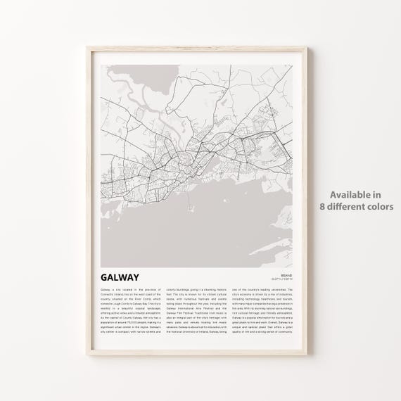 Galway Map Print Travel Wall Decor Art Housewarming Gift