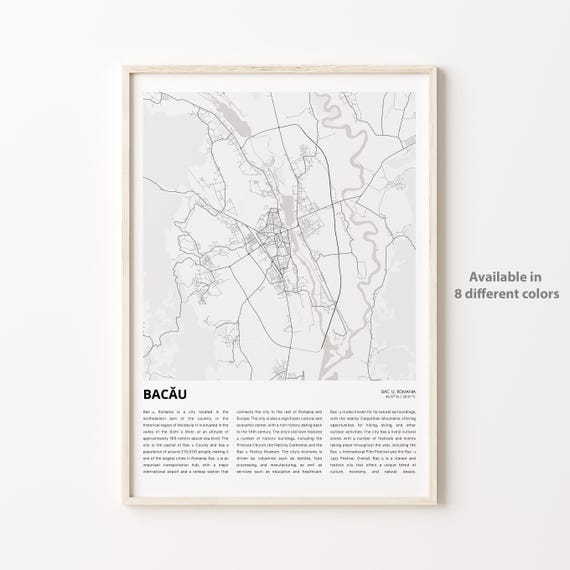 Bacu Map Print Travel Wall Decor Art Housewarming Gift Personalized