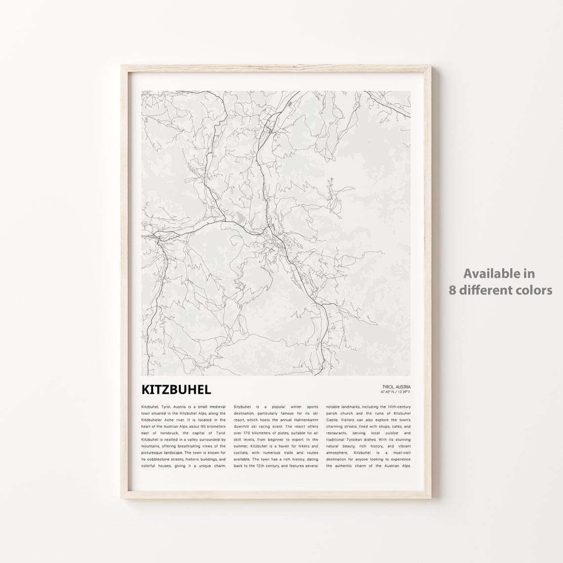 Kitzbuhel Map Print Travel Wall Decor Art Tyrol Housewarming Gift