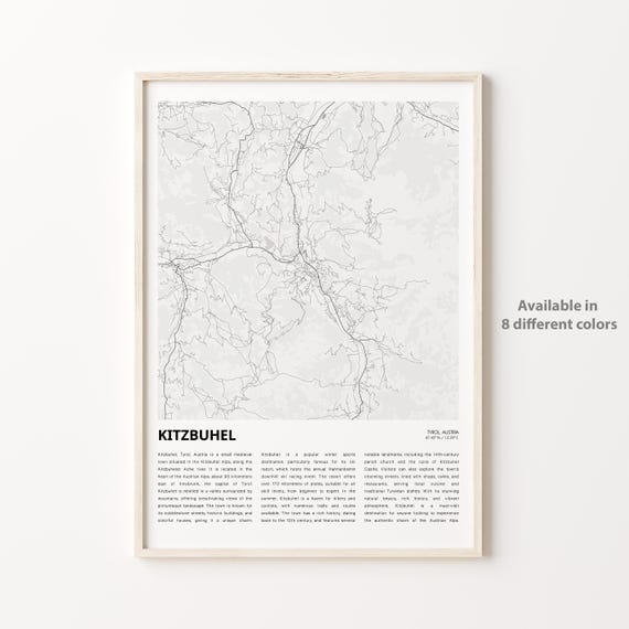 Kitzbuhel Map Print Travel Wall Decor Art Tyrol Housewarming Gift