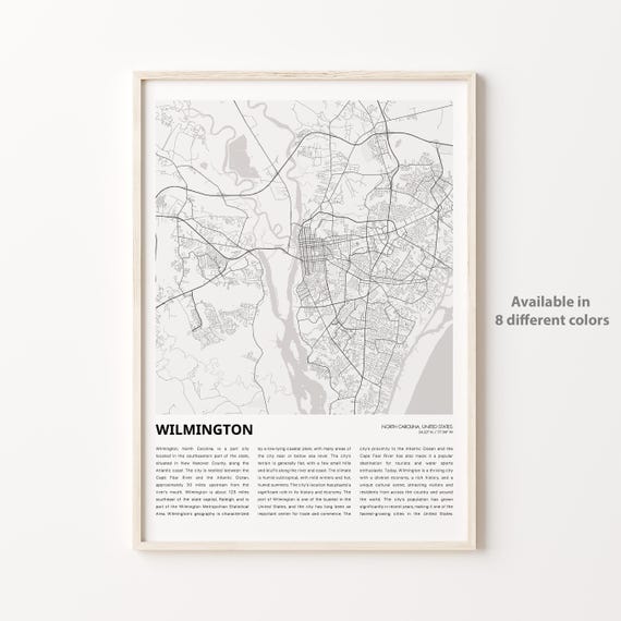Wilmington North Carolina Port City Minimalist Street Map Art Poster