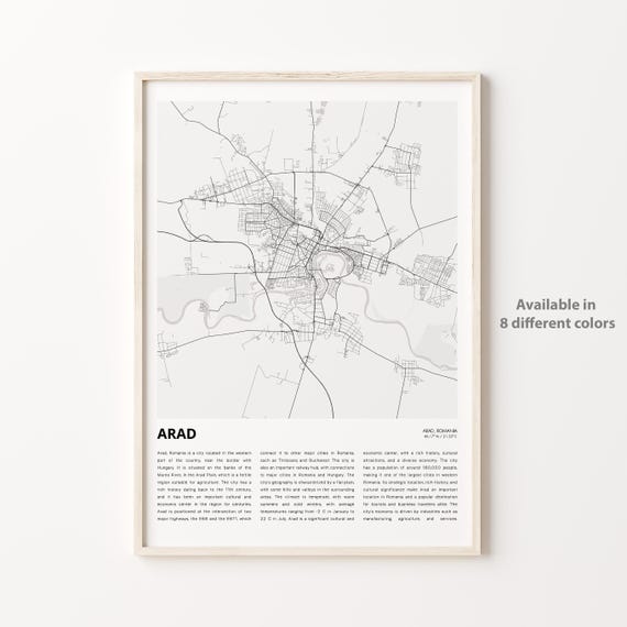 Arad Map Print Travel Wall Decor Art Housewarming Gift