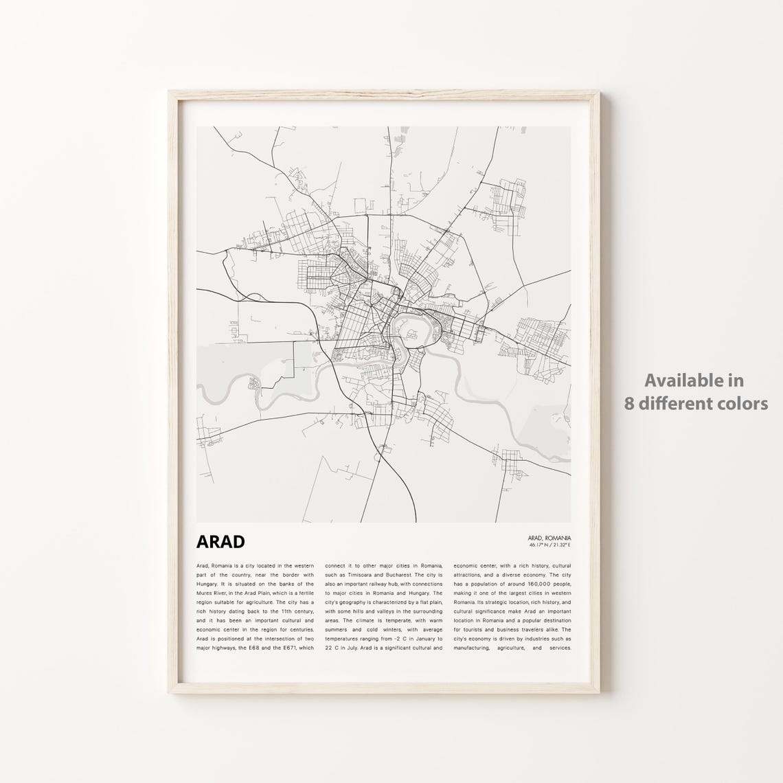 Arad Map Print Travel Wall Decor Art Housewarming Gift