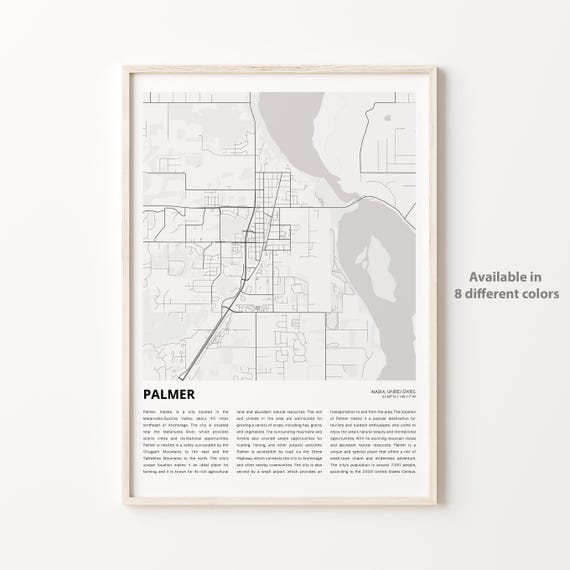Palmer Alaska Minimalist City Street Map Travel Adventure Gift Poster