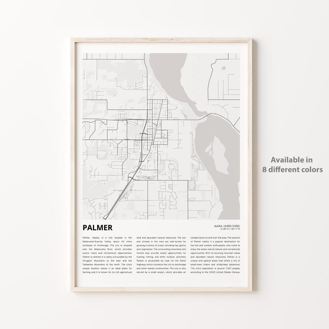 Palmer Alaska Minimalist City Street Map Travel Adventure Gift Poster