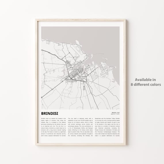 Brindisi Map Print Travel Wall Decor Art Housewarming Gift