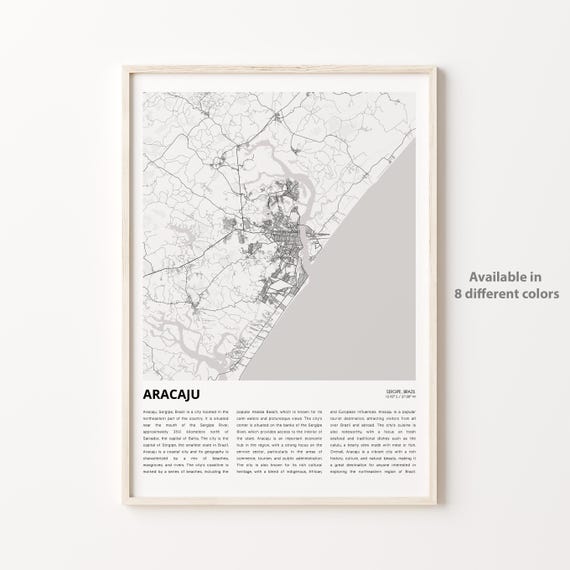 Aracaju Map Print Travel Wall Decor Art Sergipe Housewarming Gift