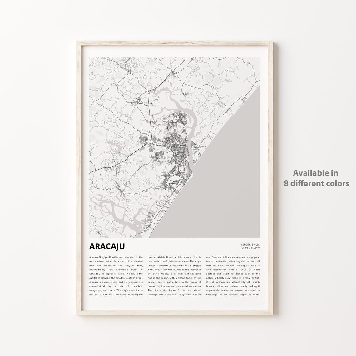 Aracaju Map Print Travel Wall Decor Art Sergipe Housewarming Gift