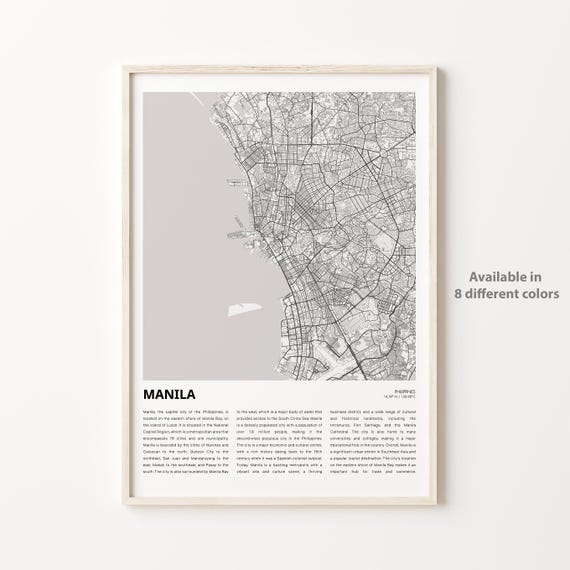 Manila Map Print Travel Wall Decor Art Housewarming Gift