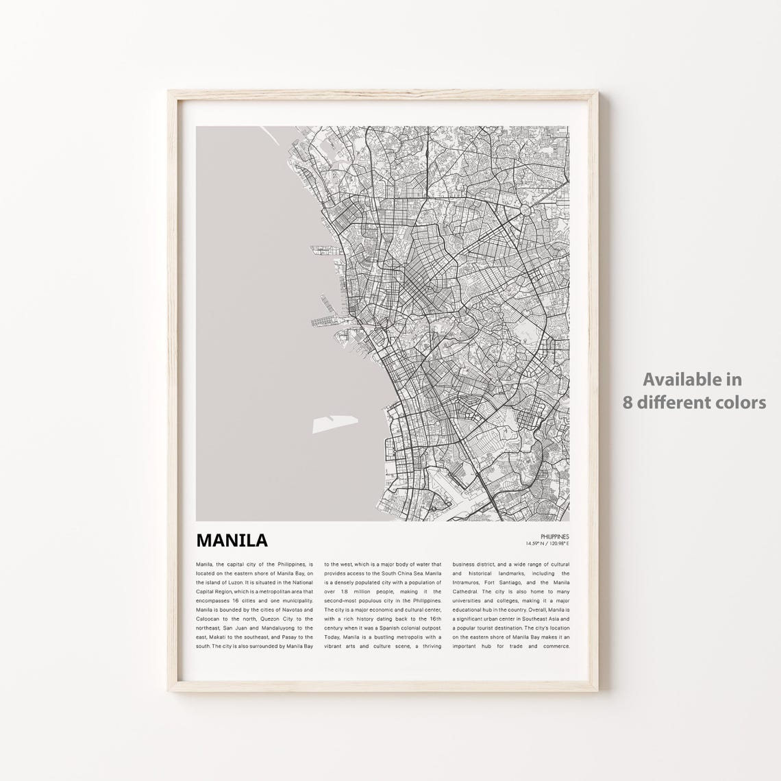 Manila Map Print Travel Wall Decor Art Housewarming Gift
