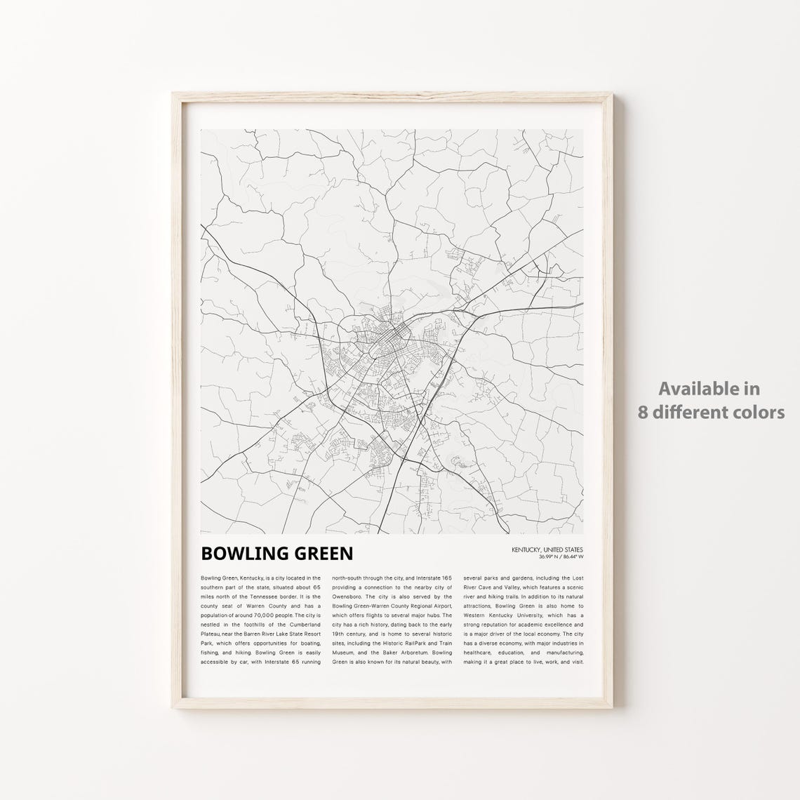 Bowling Green Kentucky Minimalist City Map Street Art Poster