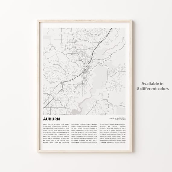 Auburn Map Print Travel Wall Decor Art Housewarming Gift Personalized Poster