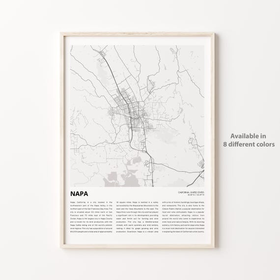 Napa Map Print Travel Wall Decor Art Housewarming Gift