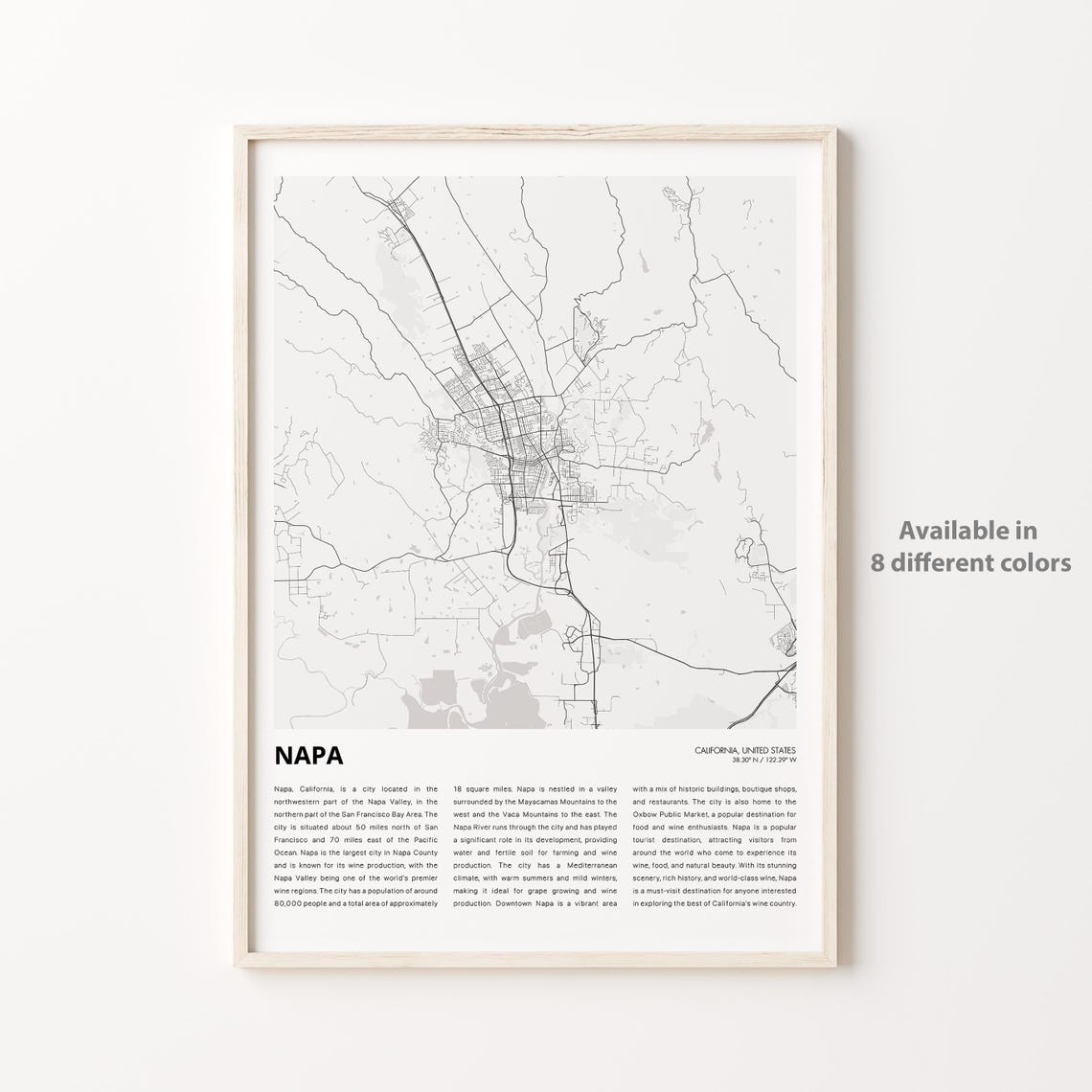 Napa California USA Minimalist Black and White Wine Country Map Poster