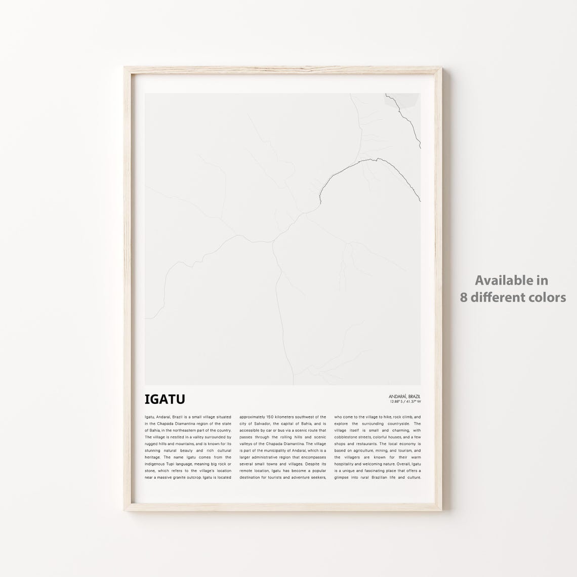 Igatu Brazil Minimalist Village Map With Coordinates Art Poster