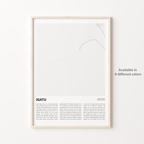 Igatu Brazil Minimalist Village Map With Coordinates Art Poster