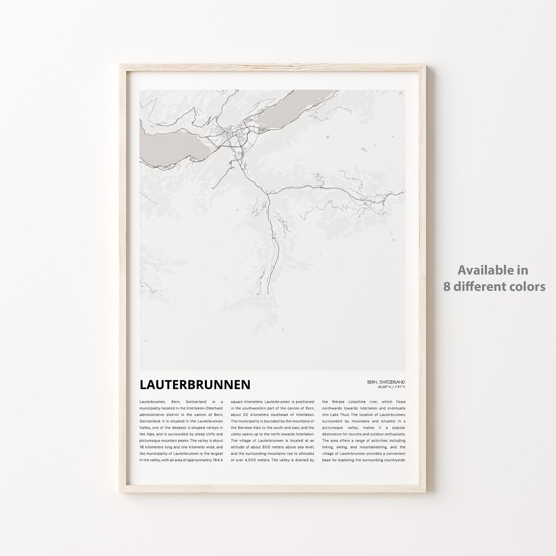 Lauterbrunnen Switzerland Minimalist Map Line Art Travel Poster