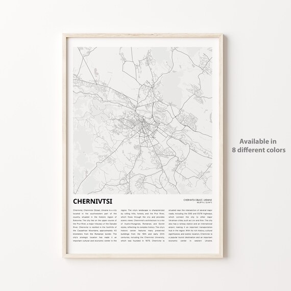 CHERNIVTSI Ukraine City Street Map Travel Housewarming Gift Poster