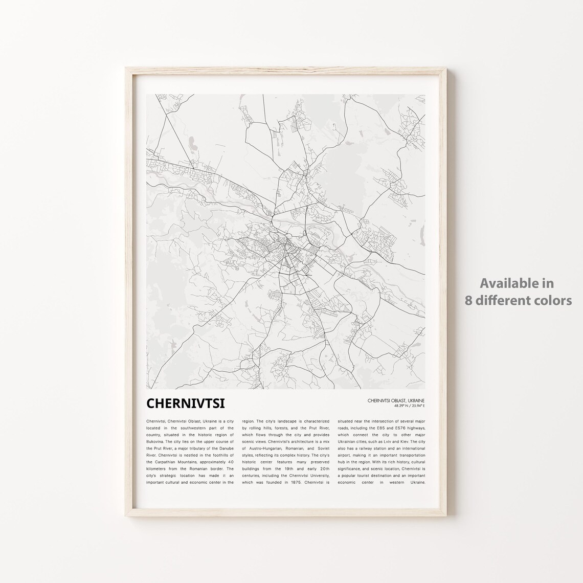 CHERNIVTSI Ukraine City Street Map Travel Housewarming Gift Poster