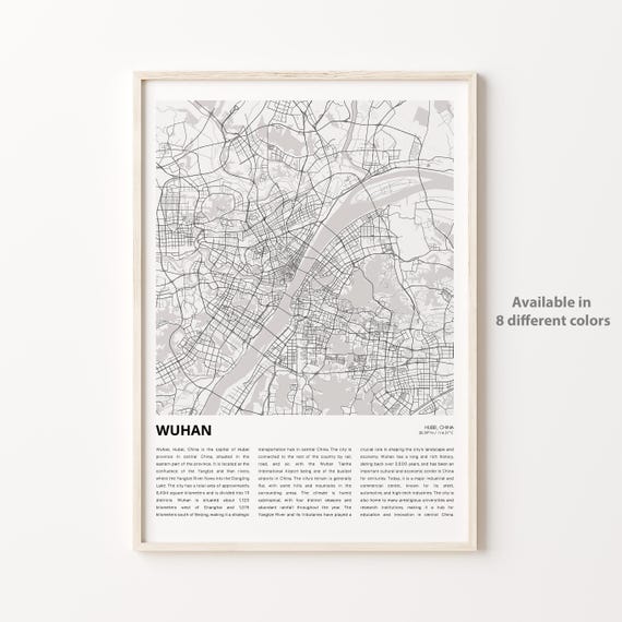 Wuhan Hubei China Minimalist City Map Travel Wall Decor Poster